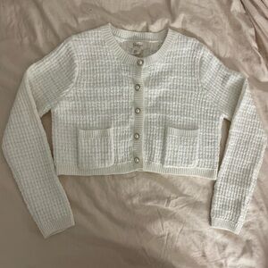 c inspired white cardigan sweater